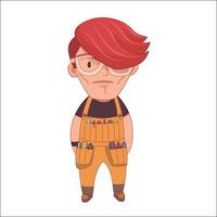 Handyman, a young red haired worker man wearing glasses vector