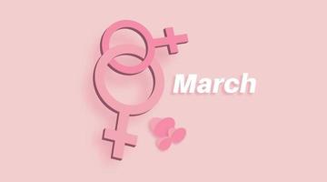 Happy International Women's Day on March 8th design background. 3d vector illustration