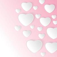 Valentines day vector paper with pink background. Heart design and cloud vector illustration