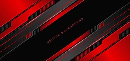 Abstract technology geometric red and black color with red light on black background. vector