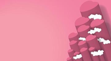 Valentines day vector background . vector illustration 3d design Heart and clouds