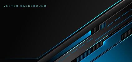 Abstract technology geometric blue and black color with blue light on black background. vector