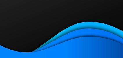 Abstract blue wavy banner overlapping on black background. vector