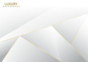 Abstract white and grey triangle background with golden line luxury. vector