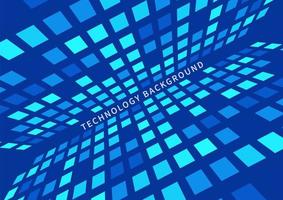 Abstract technology concept blue squares pattern futuristic perspective background. vector