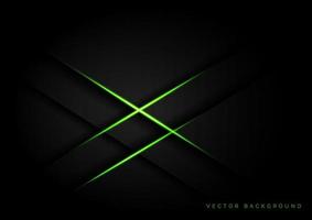 Abstract black overlapping with green light lines shadow modern futuristic technology background. vector