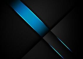 Abstract light blue color overlapping layers on black background with blue neon glowing light. vector