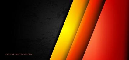 Abstract template red, orange, yellow overlapping layers on grunge texture black background. vector