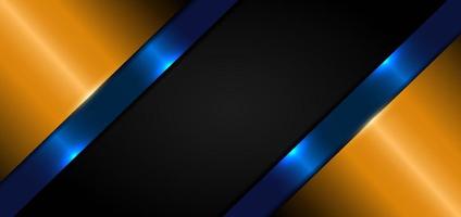 Plantilla de diseño de banner abstracto naranja y azul elegante con efecto de iluminación sobre fondo oscuro y textura. estilo tecnológico. vector