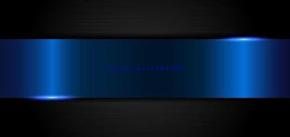 Abstract banner elegant template geometric blue metallic on black metal background and texture. vector