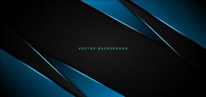 Abstract template blue metallic overlap with blue light modern technology style on black background. vector