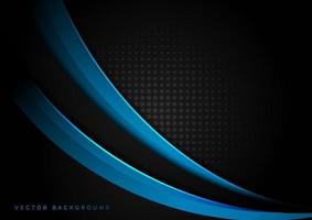 Abstract template blue light curve overlapping on halftone dark background. vector