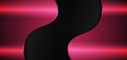 Abstract template pink wave on metal black background. vector