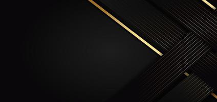 Abstract template black triangle background with striped lines golden. Luxury style. vector