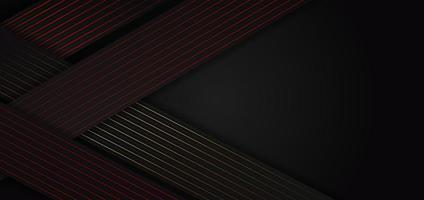 Abstract black triangle background with striped lines red, golden. vector