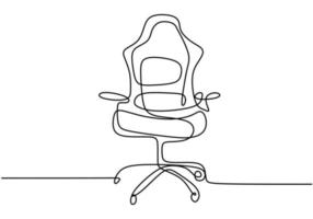 Continuous one line drawing office chair. Modern work chair isolated on white background. Comfortable office chair for work minimalism design. Stylish office interior concept. Vector illustration