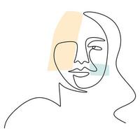 cartel abstracto con cara de mujer mínima un arte de línea continua aislado sobre fondo blanco. vector