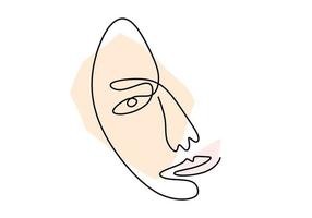 Abstract poster with minimal woman face with happy expression one line drawing. vector