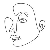 Abstract face one line drawing. Modern fashionable minimalist design concept isolated on white background.