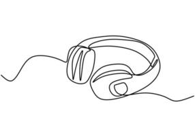 dibujo de una línea del dispositivo de altavoz para auriculares. audio de auriculares para escuchar aislado sobre fondo blanco. auriculares portátiles tecnología símbolo línea continua diseño minimalista vector