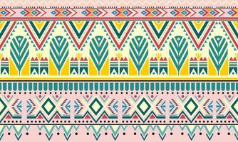 Fondo de patrón transparente de estilo boho vintage rayado con elementos de forma tribal. rayas de colores hechos a mano tribales brillantes. ideal para diseño de telas, impresión en papel y fondos web vector