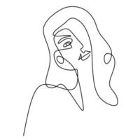 Abstract faces beautiful women. Modern fashion linear female face profile in minimal line style, aesthetic contour. vector