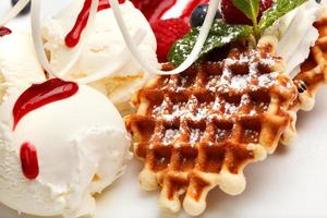 Waffles and ice cream photo