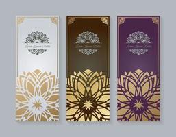 Luxury mandala style greeting card set vector