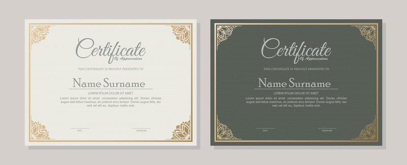 Classic certificate award template set