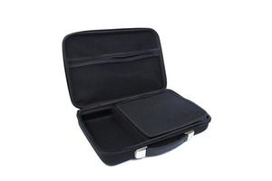 Black briefcase on white background photo