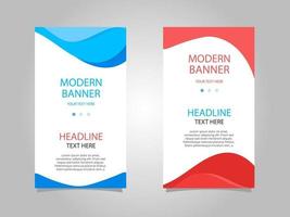 Conjunto de banner vertical abstracto azul y rojo vector