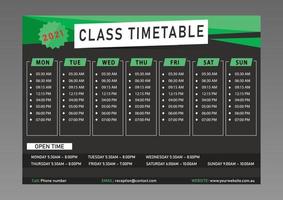 Class Timetable Design Template vector