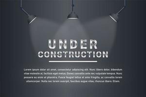 Under construction spot light background vector