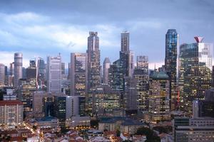 Buildings of Singapore city at night