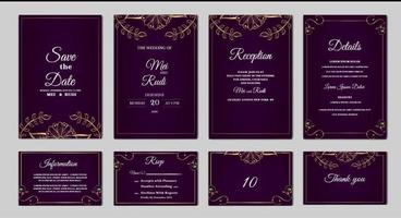 Establecer colección elegante guardar la fecha tarjeta de invitación de boda vector