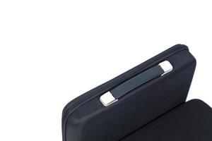 Black briefcase on white background photo