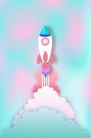 Rocket launch on pastel beautiful background vector