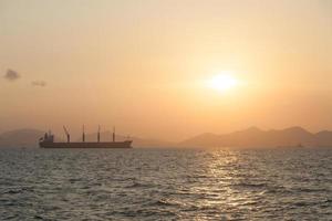 Large cargo ship on the sea photo