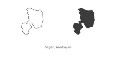 Simple vector illustration of Salyan map, Azerbaijan.