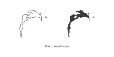 Simple vector illustration of Baku map, Azerbaijan.