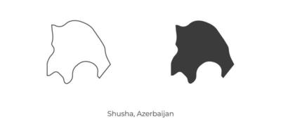 Simple vector illustration of Shusha map, Azerbaijan.