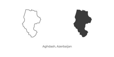 Simple vector illustration of Aghdash map, Azerbaijan.