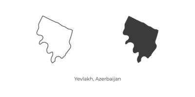 Simple vector illustration of map Yevlakh, Azerbaijan.