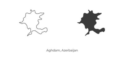 Simple vector illustration of Aghdam map, Azerbaijan.