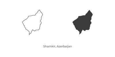 Simple vector illustration of Shamkir map, Azerbaijan.