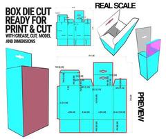Box Die Cut Cube Template With 3d Preview Organised With Cut, Crease, Model And Dimensions Ready To Cut And Print, Full Scale And Fully Functional. Prepared For Real Cardboard