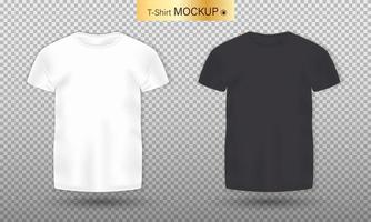 White and Black men's t-shirt realistic mockup vector