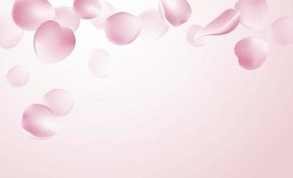 Rose petals falling on pink background vector illustration