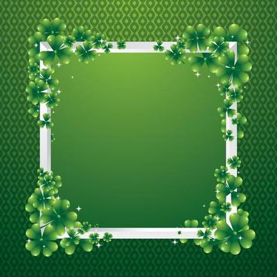 Green Shamrock Leaf Border Background Concept