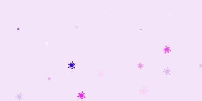 Light purple, pink vector backdrop with virus symbols.